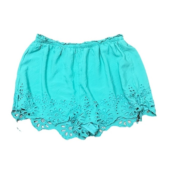 American Eagle Aqua Blue Eyelet Scallop Hem Shorts S - Picture 2 of 11